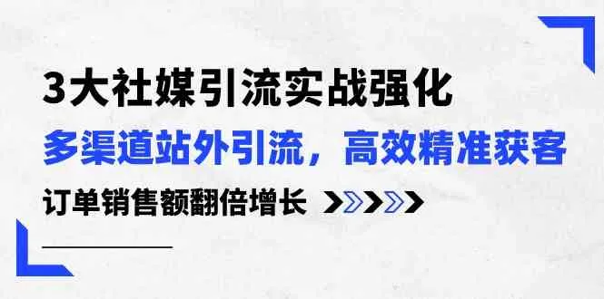 3大社媒引流实操强化，多渠道站外引流/高效精准获客/订单销售额翻倍增长-趣酷猫资源网