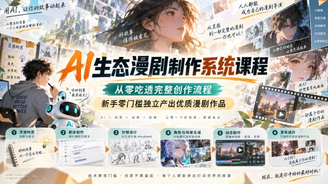AI赋能漫剧创作全流程课程：零基础入门，轻松打造高质量漫剧作品 - 趣客盟