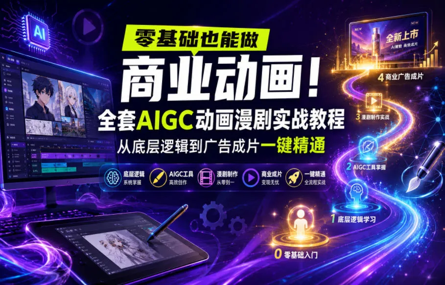 《零基础学做商业动画!AIGC动画漫剧实战教程,全链路精通广告成片制作(2023.09.05更新)》 - 趣客盟