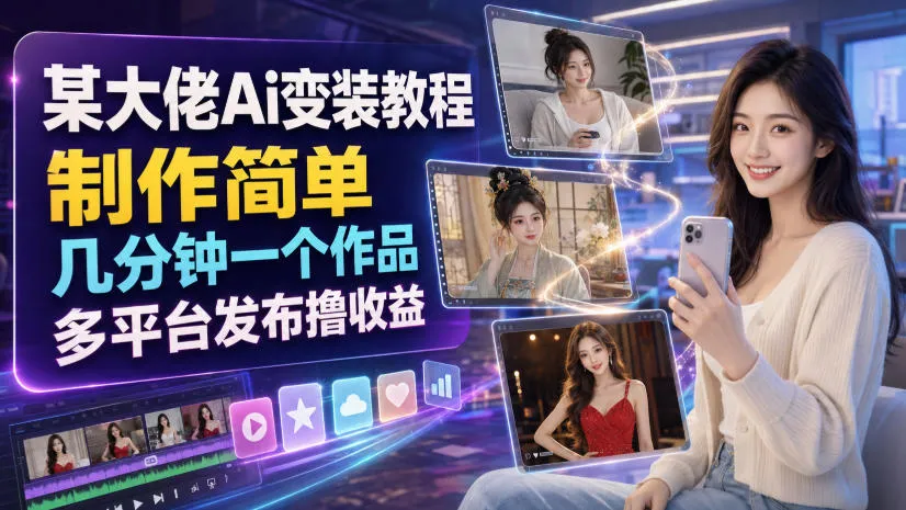 AI变装达人教程：快速制作，多平台发布，轻松赚钱，几分钟作品变现_趣客盟