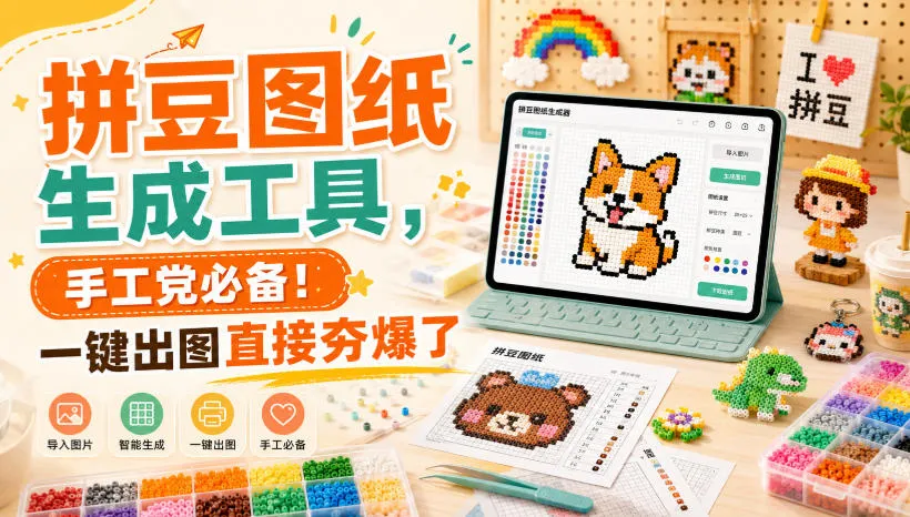 拼豆图纸制作神器，手工爱好者必备！一键生成图纸，轻松引爆创意！ - 趣客盟