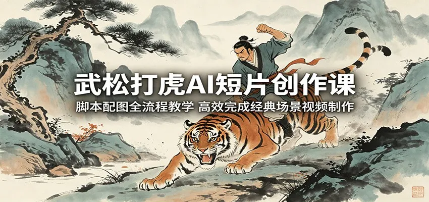 武松打虎AI短片创作课:脚本配图全流程教学,高效完成经典场景视频制作_趣客盟