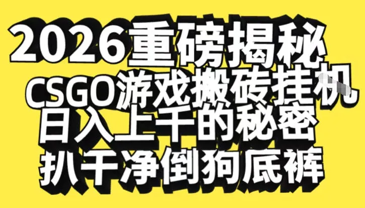 2026开年重磅解密，CSGO游戏搬砖挂G日入1k+的秘密，把倒狗的底裤扒干【揭秘】-趣酷猫资源网