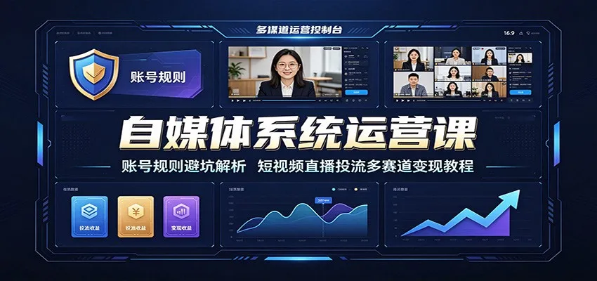 自媒体运营攻略：揭秘账号规范避坑指南，短视频&直播多渠道投放变现技巧教程_趣客盟