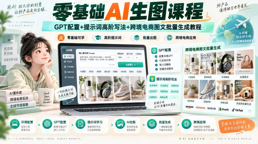 AI生图入门教程:GPT配置与高阶提示词技巧,跨境电商图文批量生成实战指南 - 趣客盟