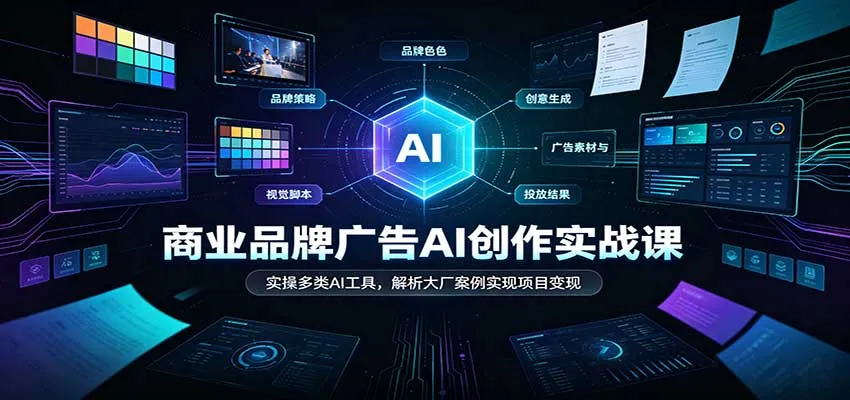 AI广告创作实战课：实操多工具，揭秘大厂案例，轻松实现项目盈利策略 - 趣客盟