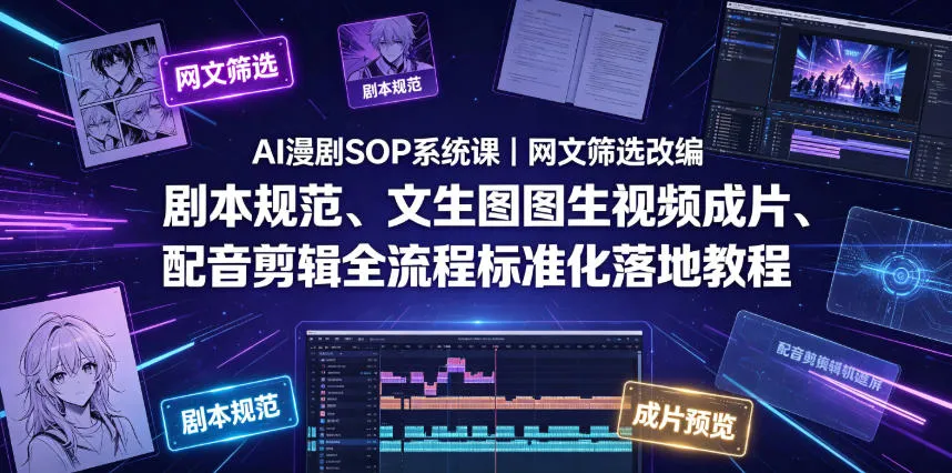 AI漫剧SOP系统课|网文筛选改编、剧本规范、文生图图生视频成片、配音剪辑全流程标准化落地教程(更新0810) AI漫剧SOP系统课|网文筛选改编、剧本规范、文生图图生视频成片、配音剪辑全流程标准化落地教程(更新0810)