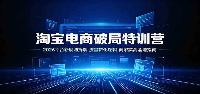 淘宝电商破局特训营:2026平台新规则拆解,流量转化逻辑,商家实战落地指南 淘宝电商破局特训营:2026平台新规则拆解,流量转化逻辑,商家实战落地指南