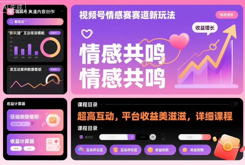 视频号情感赛道新玩法，超高互动，平台收益美滋滋，详细课程-趣酷猫资源网