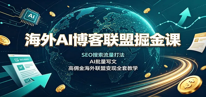 海外AI博客联盟掘金课:SEO搜索流量打法,AI批量写文,高佣金海外联盟变现全套教学 - 趣客盟