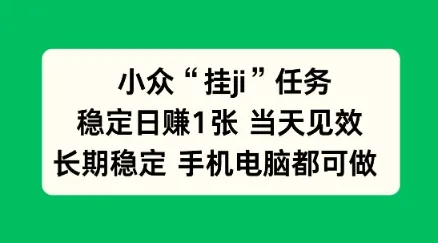 小众挂ji任务手机电脑都能挂，稳定日賺1张+，当天见效【揭秘】-趣酷猫资源网