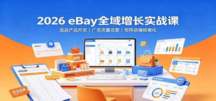 2026 eBay全域增长攻略课：高效选品与产品开发、精准广告流量运营、矩阵店铺规模化策略 - 趣客盟