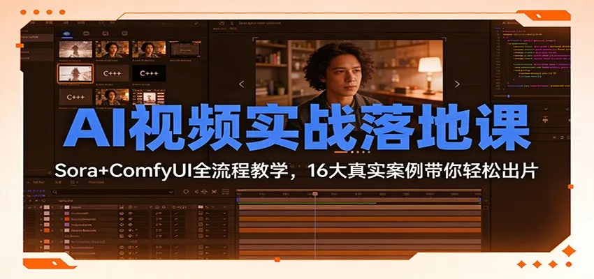 AI视频实战落地课：Sora+ComfyUI全流程教学，16大真实案例带你轻松出片-趣酷猫资源网