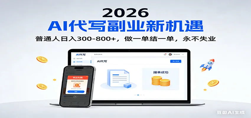 2026 副业首选！AI 代写日入 300-800，普通人0门槛，做一单结一单！-趣酷猫资源网