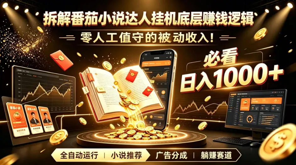番茄小说达人挂机赚钱揭秘：零人工值守，日赚1000+，傻瓜式操作，轻松实现被动收入！_趣客盟