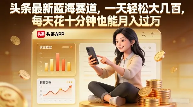 头条最新蓝海赛道,一天轻松大几张,每天花十分钟也能月入过1W【揭秘】 头条最新蓝海赛道,一天轻松大几张,每天花十分钟也能月入过1W【揭秘】