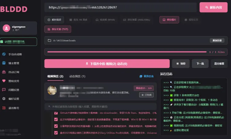 哔哩哔哩b站视频最新下载工具,支持合集下载,字幕、声音下载,BLDDD 哔哩哔哩b站视频最新下载工具,支持合集下载,字幕、声音下载,BLDDD