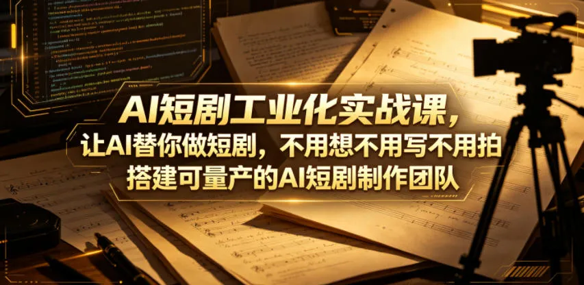 AI短剧工业化实战课，让AI替你做短剧，不用想不用写不用拍，搭建可量产的AI短剧制作团队_趣客盟