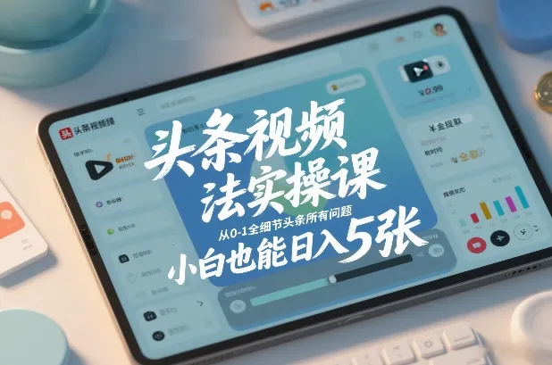 头条视频玩法实操课，从0-1全细节头条所有问题，小白也能日入5张-趣酷猫资源网