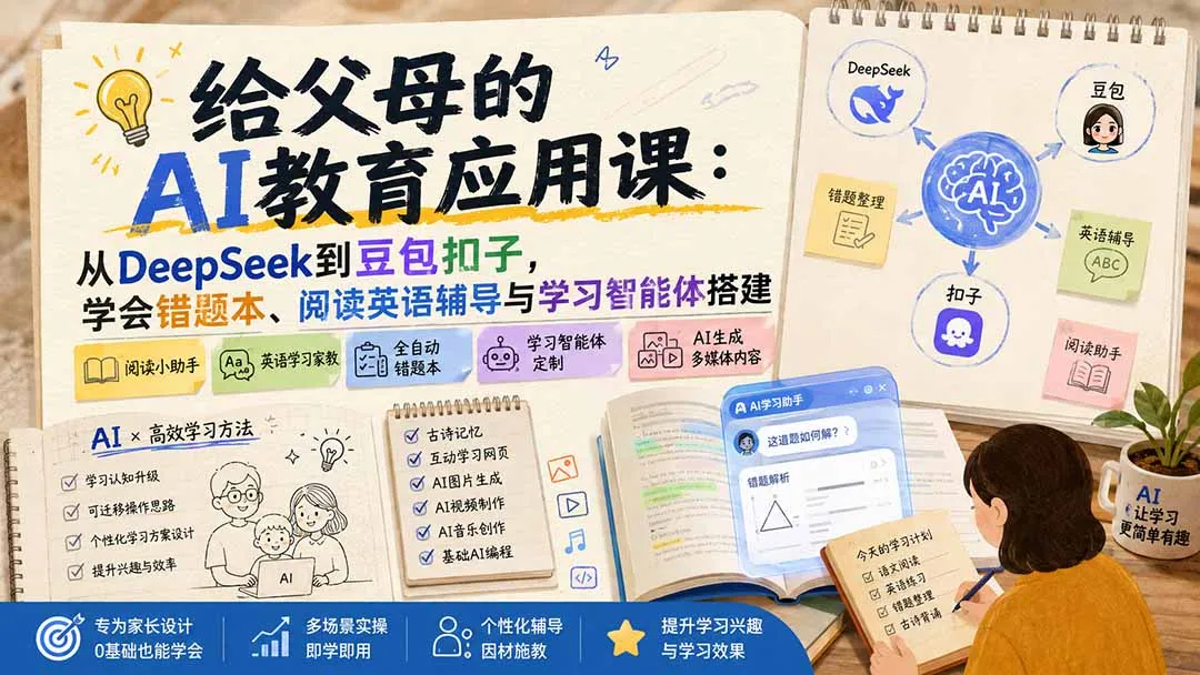AI教育应用指南:深度探索DeepSeek与豆包扣子,掌握错题本、英语阅读辅导及学习智能体构建技巧 - 趣客盟