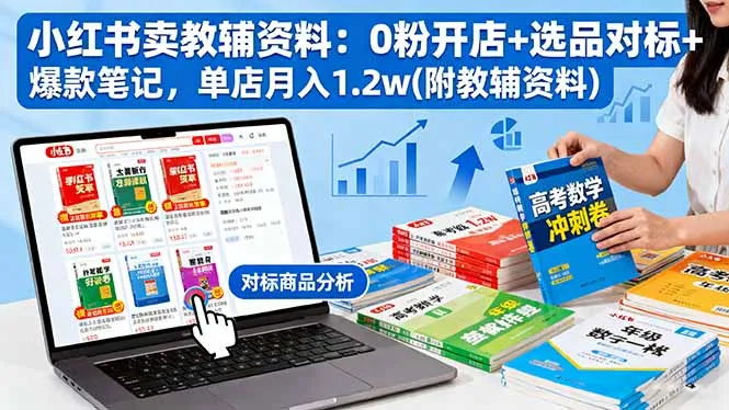 小红书卖教辅资料：0粉开店+选品对标+爆款笔记，单店月入1.2w(附教辅资料-趣酷猫资源网