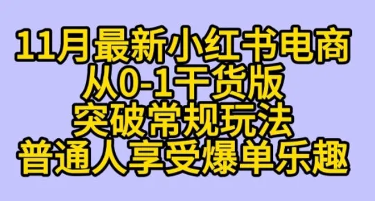 K总部落《11月小红书电商最新玩法从0-1突破平台流量》-趣酷猫资源网