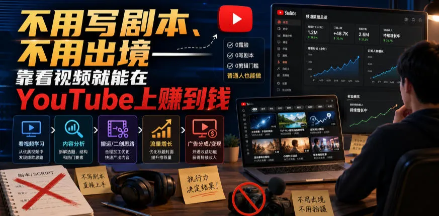 “无需剧本 & 无需出境，视频观看也能在YouTube赚现金【独家双语字幕】”_趣客盟