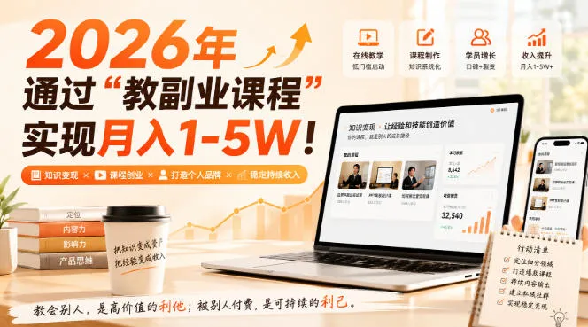 【2026年月入1-5W必看】教副业课程全面揭秘:无保留传授,稳定收益攻略! - 趣客盟