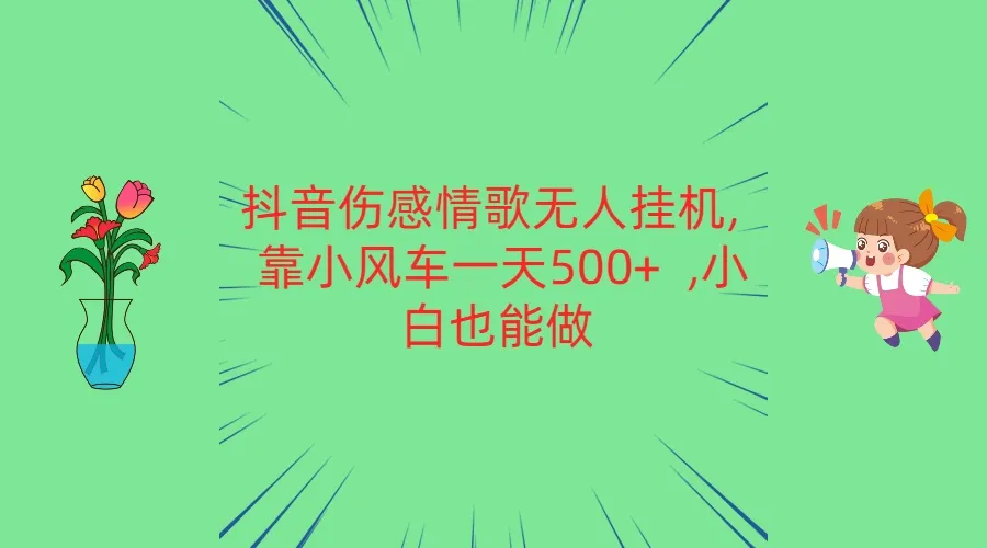 抖音伤感情歌无人挂机 靠小风车一天500+ 小白也能做-趣酷猫资源网