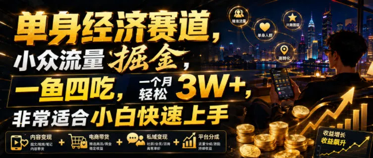 单身经济赛道掘金秘籍：小众流量策略，小白轻松月入3W+，一鱼四吃，快速上手指南【SEO优化】_趣客盟