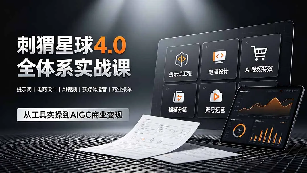AIGC商业核心技能全掌握：刺猬星球4.0实战课程，涵盖提示词工程、电商设计、AI视频特效及新媒体运营_趣客盟