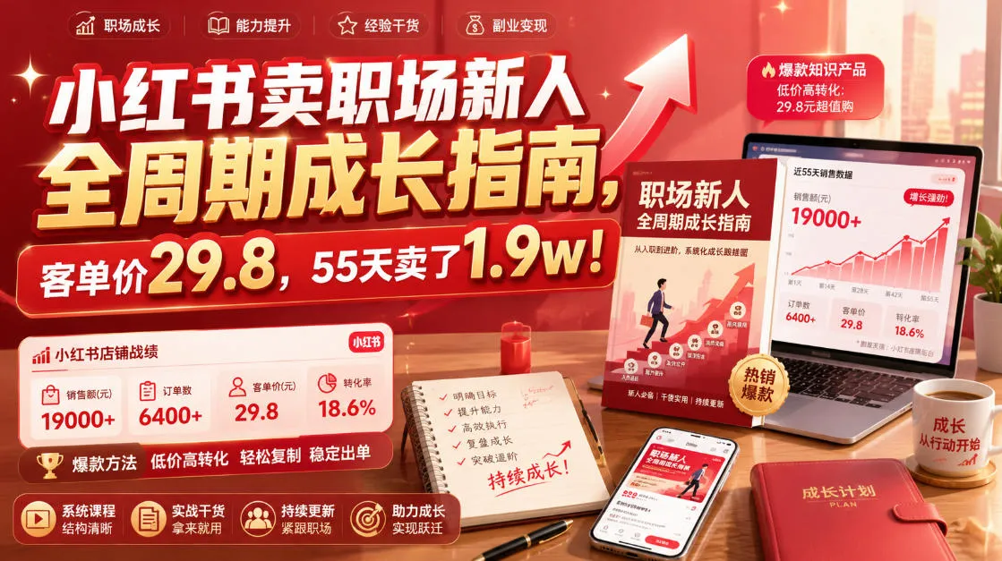 小红书热销职场新人全周期成长宝典,29.8元解锁,55天售出1.9万份!_趣客盟