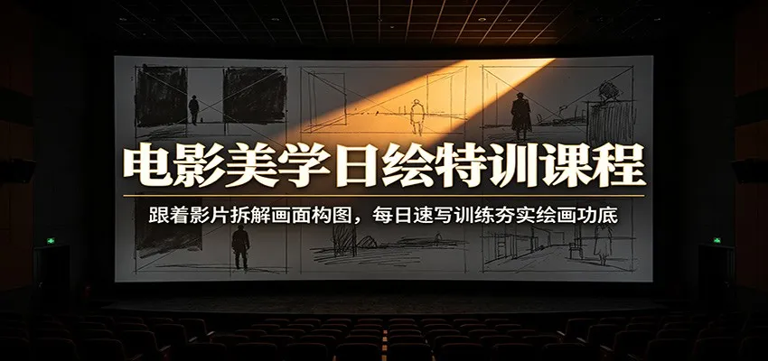 电影美学日绘特训营：每日影片画面构图拆解+速写练习，强化绘画基础，提升绘画技巧_趣客盟
