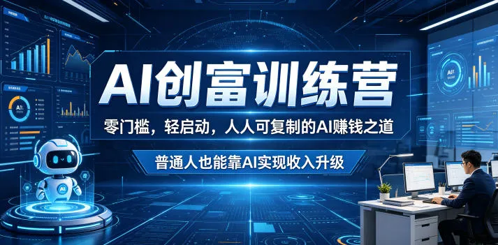 AI创富训练营，零门槛，轻启动，人人可复制的AI賺钱之道，普通人也能靠AI实现收入升级_趣客盟