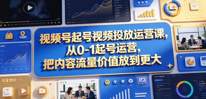 视频号起号视频投放运营课，从0-1起号运营，把内容流量价值放到更大_趣客盟