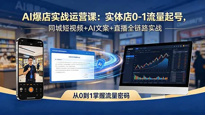 AI爆店实战运营课：实体店0-1流量起号，同城短视频+AI文案+直播全链路实战_趣客盟