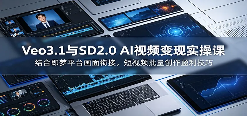 Veo3.1与SD2.0 AI视频变现实操课课：结合即梦平台画面衔接，短视频批量创作盈利技巧_趣客盟