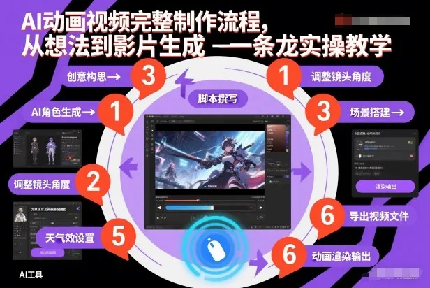 AI动画视频完整制作流程，从想法到影片生成一条龙实操教学-趣酷猫资源网