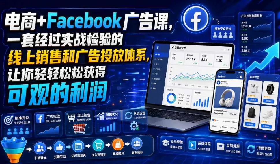 【SEO优化】电商实战广告投放课：Facebook营销策略，轻松盈利的线上销售体系【双语字幕版】_趣客盟