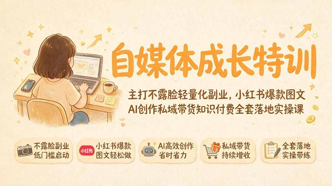 小红书AI图文创作+私域带货知识付费课｜轻量化不露脸副业成长特训全攻略_趣客盟