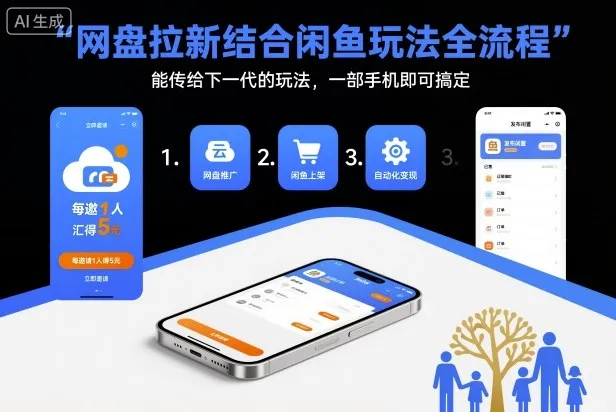 网盘拉新结合闲鱼玩法全流程，能传给下一代的玩法，一部手机即可搞定（附入口渠道以及实操教程）-趣酷猫资源网