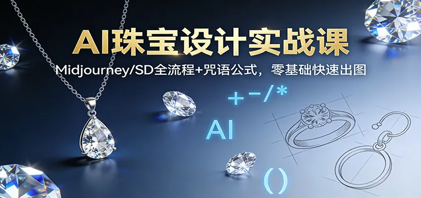 AI珠宝设计实战课：Midjourney/SD全流程+咒语公式，零基础快速出图-趣酷猫资源网