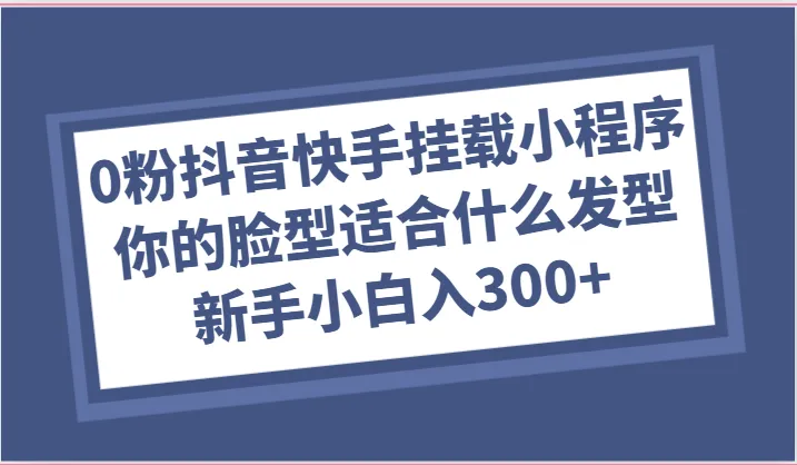 0粉抖音快手挂载小程序，你的脸型适合什么发型玩法，新手小白日入300+-趣酷猫资源网