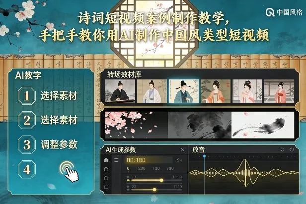古诗词短视频案例制作教学，手把手教你用AI制作中国风类型短视频-趣酷猫资源网