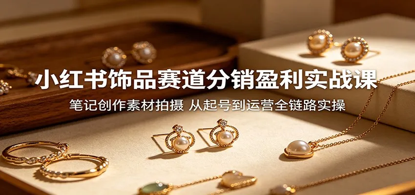 小红书饰品赛道分销盈利实战课：笔记创作素材拍摄，从起号到运营全链路实操_趣客盟