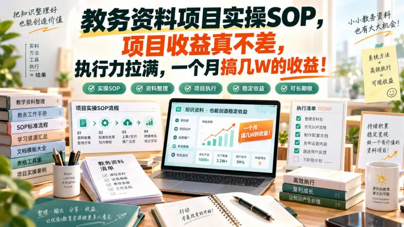 教务资料项目实操SOP,高效执行力月入几万,收益可观攻略分享 - 趣客盟