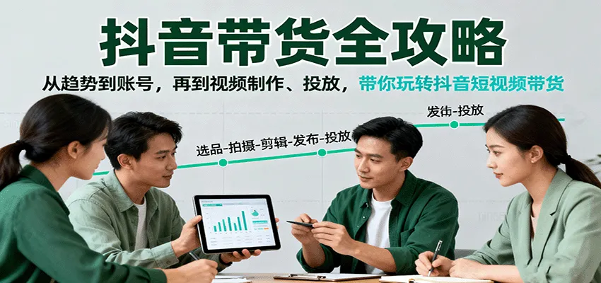 抖音带货全攻略：从趋势到账号，再到视频制作、投放，带你玩转抖音短视频带货-趣酷猫资源网