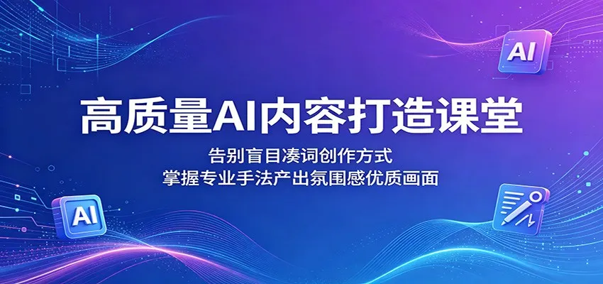高质量AI内容打造课堂：告别盲目凑词创作方式，掌握专业手法产出氛围感优质画面_趣客盟