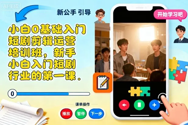 小白0基础入门短剧剪辑运营培训班，新手小白入门短剧行业的第一课-趣酷猫资源网