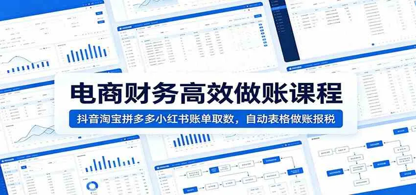 电商财务高效做账攻略:抖音、淘宝、拼多多、小红书账单一键取数,自动表格做账报税教程_趣客盟